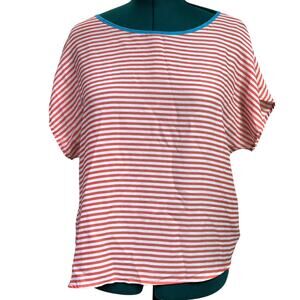 Lush Nordstrom Sleeveless Chiffon Blouse Top Orange White Stripe Medium